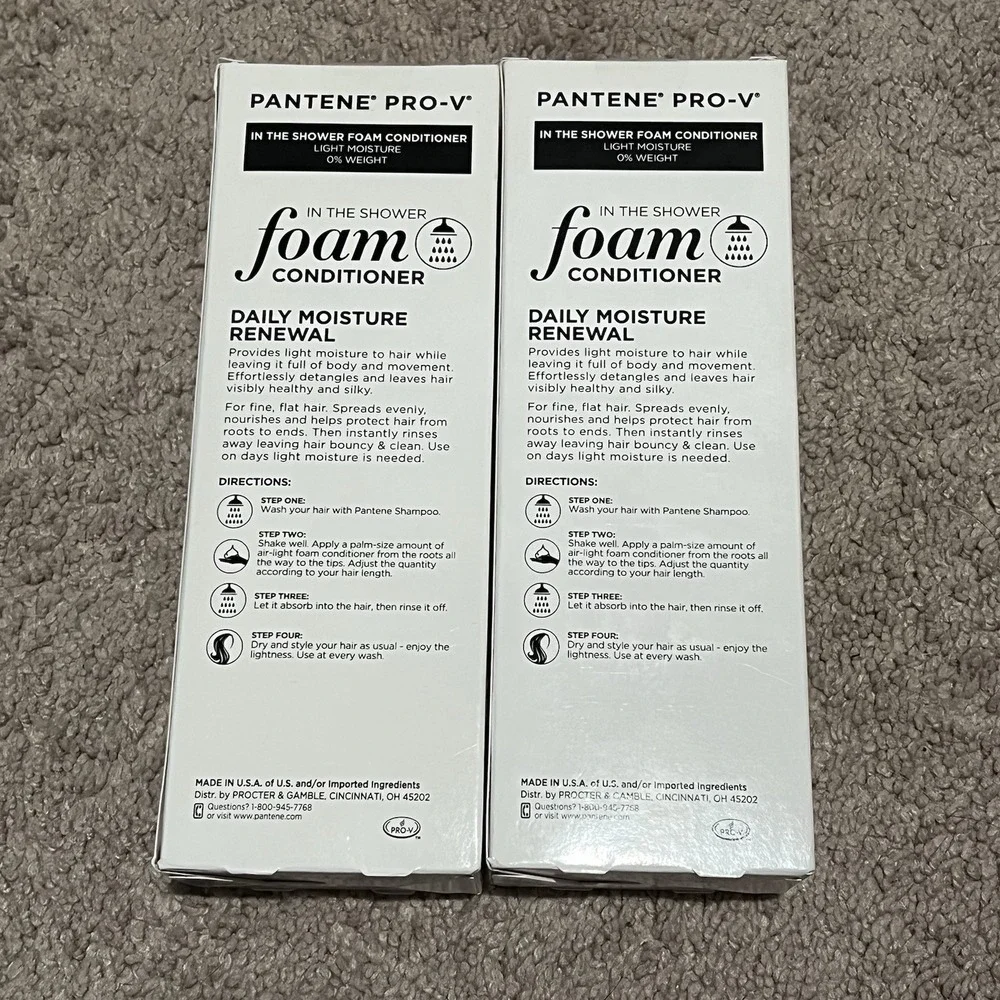 Lot Of 2 Pantene-Pro-V Foam Conditioner Daily Moisture Renewal In The Shower